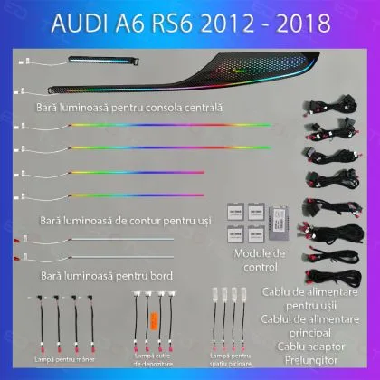Lumini Ambientale NIGHTVIBE Audi  A6 RS6 C7 2012-2018 set complet control telefon sau sistem original | Ambient Garage