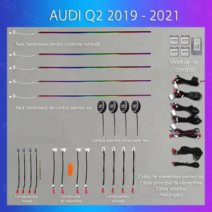 Lumini Ambientale NIGHTVIBE Audi Q2 2019-2021 set complet control telefon sau sistem original | Ambient Garage