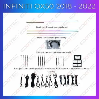 Lumini Ambientale NIGHTVIBE Inifnity QX50 2018-2022 set complet control telefon sau sistem original | Ambient Garage