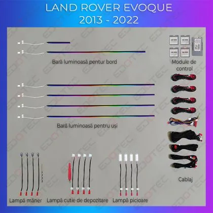 Lumini Ambientale NIGHTVIBE Range Rover Evoque 2013-2022 set complet control telefon sau sistem original | Ambient Garage