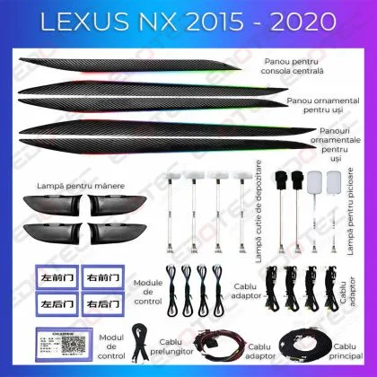 Lumini Ambientale NIGHTVIBE Lexus NX 2015-2021 set complet control telefon sau sistem original | Ambient Garage