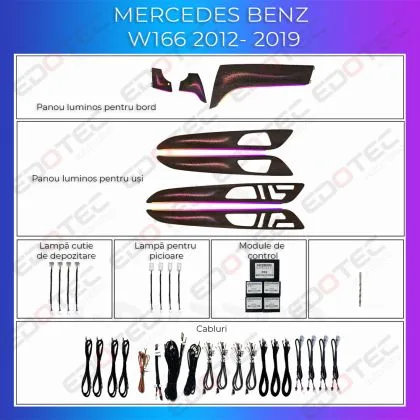 Lumini Ambientale NIGHTVIBE trimuri negru lucios Mercedes GLE GLS W166 2012-2019 control pe sistemul original sau telefon | Ambient Garage