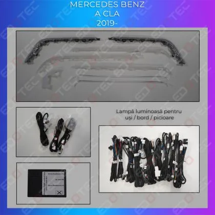 Lumini Ambientale NIGHTVIBE trimuri usi picioare 64 de culori Mercedes A W177 CLA W118 control pe sistemul original sau telefon | Ambient Garage