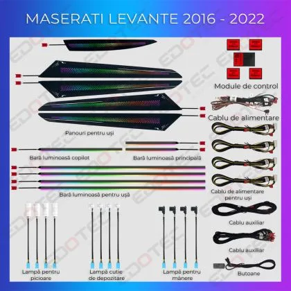 Lumini Ambientale NIGHTVIBE Maserati Levante 2016-2022 set complet control telefon sau sistem original | Ambient Garage