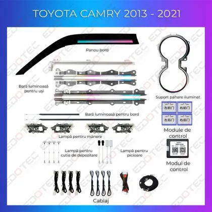 Lumini Ambientale NIGHTVIBE Toyota Camry 2018-2022 set complet control telefon sau sistem original | Ambient Garage