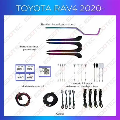 Lumini Ambientale NIGHTVIBE Toyota Rav4 2020-2021 set complet control telefon sau sistem original | Ambient Garage