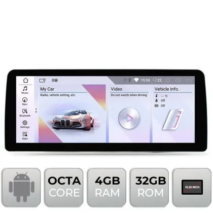 Navigatie BMW X3 X4 F25 F26 2016-2019 cu ecran EVO Android ecran 10.25" 4+32 4G BT | Ambient Garage