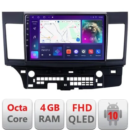 Navigatie Mitsubishi Lancer B-037 Android Ecran QLED octa core 4+64 carplay android auto KIT-037+EDT-E310V3 | Ambient Garage
