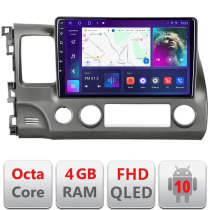 Navigatie Honda Civic Sedan B-044 Android Ecran QLED octa core 4+64 carplay android auto KIT-044+EDT-E310V3 | Ambient Garage