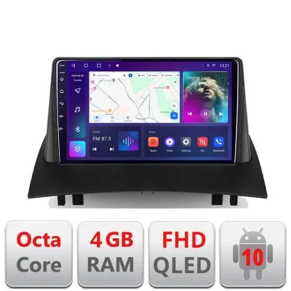 Navigatie Renault Megane 2 B-098 Android Ecran QLED octa core 4+64 carplay android auto KIT-098+EDT-E309V3 | Ambient Garage