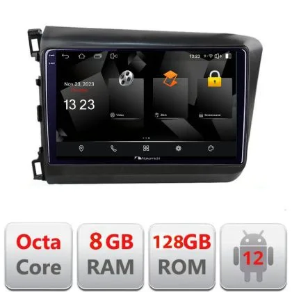 Navigatie Honda Civic 2012-2015 5960Pro-132 Android Octa Core Qualcomm 2K Qled 8+128 DTS DSP 360 4G Optical | Ambient Garage