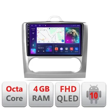 Navigatie Ford Focus 2 Automat B-140-automatic Android Ecran QLED octa core 4+64 carplay android auto KIT-140-AUTOMATIC+EDT-E309V3 | Ambient Garage