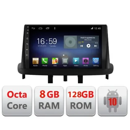 Navigatie Renault Megane 3 Fluence F-145 Octa Core cu Android Radio Bluetooth Internet GPS WIFI DSP 8+128GB 4G | Ambient Garage
