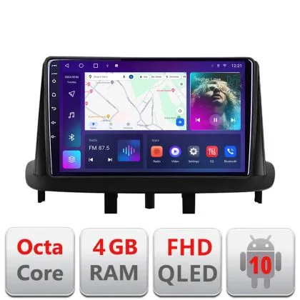 Navigatie Renault Megane 3 B-145 Android Ecran QLED octa core 4+64 carplay android auto KIT-145+EDT-E309V3 | Ambient Garage