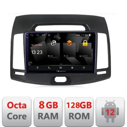 Navigatie Hyundai Elantra 2007-2011 5960Pro-2009 Android Octa Core Qualcomm 2K Qled 8+128 DTS DSP 360 4G Optical | Ambient Garage