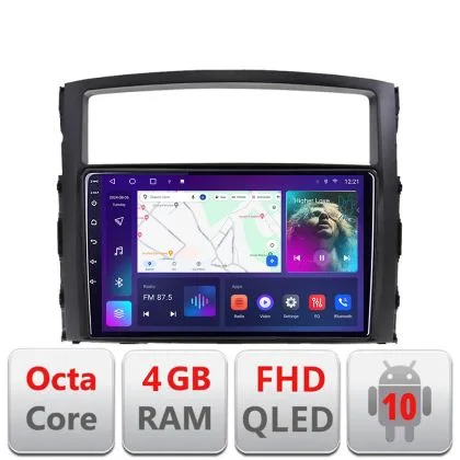 Navigatie Mitsubishi Pajero B-452 Android Ecran QLED octa core 4+64 carplay android auto KIT-452+EDT-E309V3 | Ambient Garage