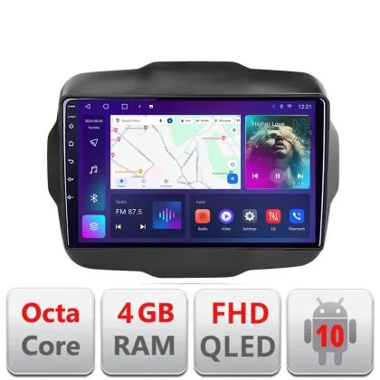 Navigatie Jeep Renegade 2015-2020 B-500 Android Ecran QLED octa core 4+64 carplay android auto KIT-500+EDT-E309V3 | Ambient Garage