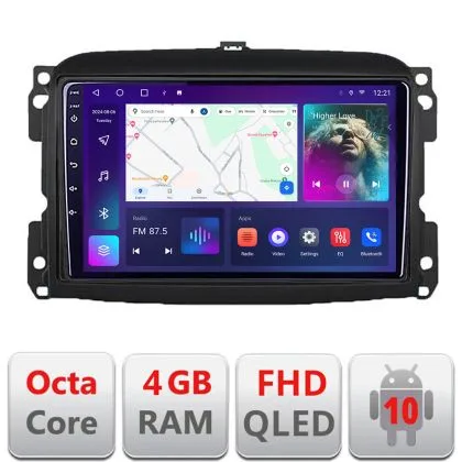 Navigatie Fiat 500L 2012-2017 B-500L Android Ecran QLED octa core 4+64 carplay android auto KIT-500L+EDT-E310V3 | Ambient Garage