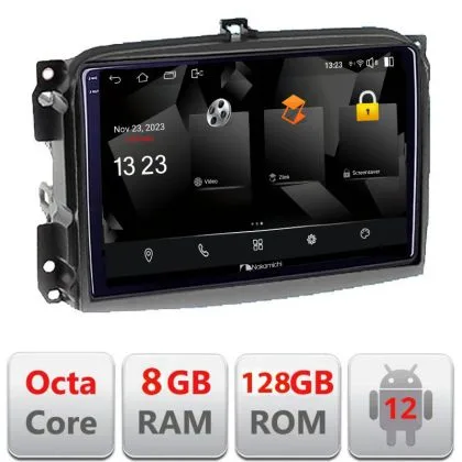 Navigatie Fiat 500L 2012-2017 5960Pro-500L Android Octa Core Qualcomm 2K Qled 8+128 DTS DSP 360 4G Optical | Ambient Garage