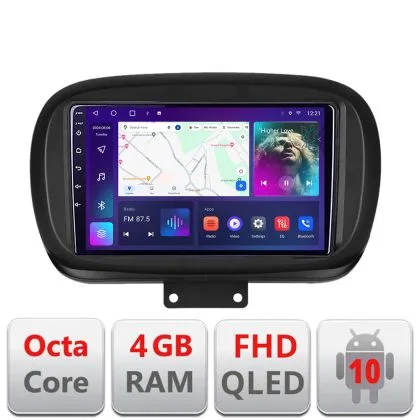 Navigatie Fiat 500 2014- B-539 Android Ecran QLED octa core 4+64 carplay android auto KIT-539+EDT-E309V3 | Ambient Garage