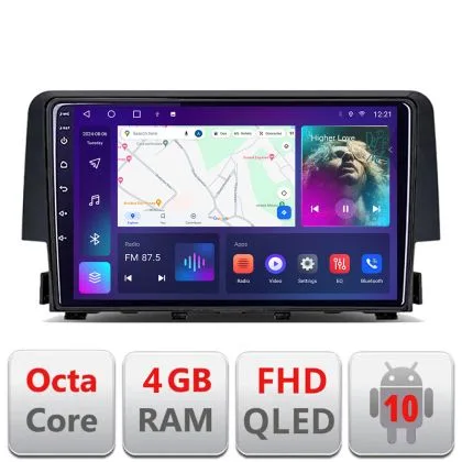 Navigatie Honda Civic 2016-2020 Android Ecran QLED octa core 4+64 carplay android auto KIT-669+EDT-E309V3 | Ambient Garage