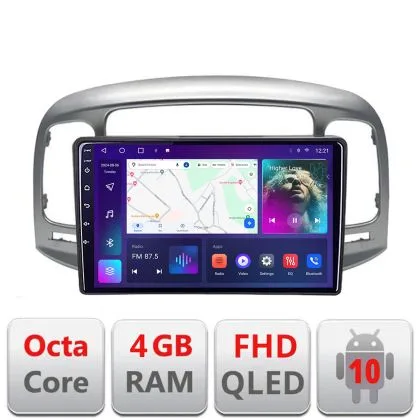 Navigatie Hyundai Accent 2006-2012 B-ACCENT Android Ecran QLED octa core 4+64 carplay android auto KIT-accent+EDT-E309V3 | Ambient Garage