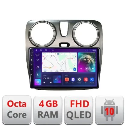 Navigatie Dacia Dokker Android Ecran QLED octa core 4+64 carplay android auto kit-dokker+EDT-E309V3 | Ambient Garage