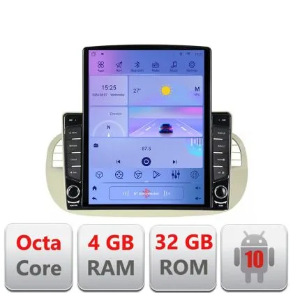 Navigatie Fiat 500 intre anii 2007-2015 Android radio gps internet  Octa Core 4+64 LTE Kit-fiat500+EDT-E709 | Ambient Garage