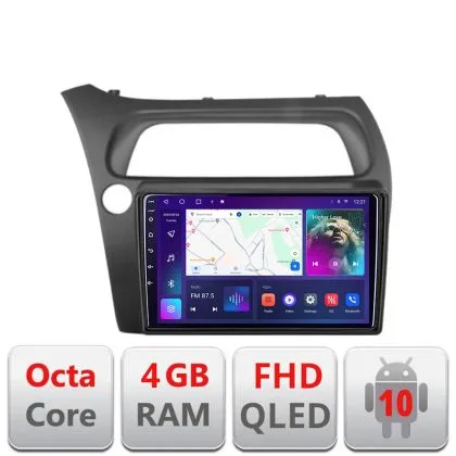 Navigatie Honda Civic Hatchback 2006-2012 B-hatchback Android Ecran QLED octa core 4+64 carplay android auto kit-hatchback+EDT-E309V3 | Ambient Garage