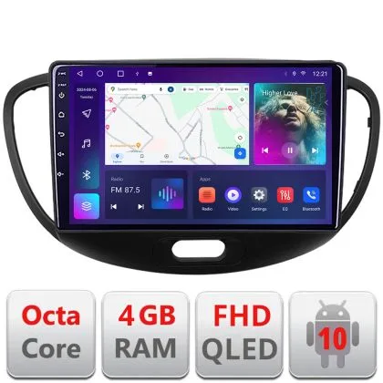 Navigatie Hyundai I10 2007-2013 Android radio gps internet 4+64 carplay android auto KIT-i10-2007+EDT-E309v3 | Ambient Garage