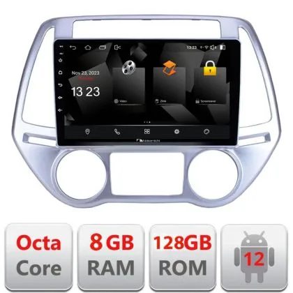 Navigatie Hyundai I20 2011-2014 manual si automat Android radio gps internet 8+128 carplay android auto | Ambient Garage