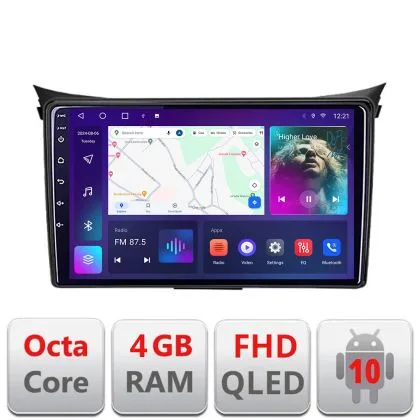 Navigatie Hyundai I30 2011-2016 Android Ecran QLED octa core 4+64 carplay android auto KIT-i30-2011+EDT-E309V3 | Ambient Garage