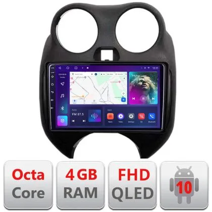 Navigatie Nissan Micra 2010-2014 Android radio gps internet 4+64 carplay android auto KIT-micra2010+EDT-E309v3 | Ambient Garage