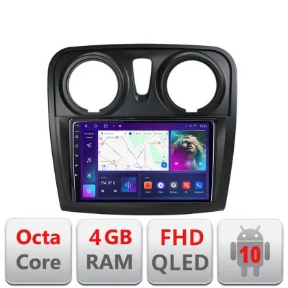 Navigatie Dacia Sandero Logan 2012-2020 B-sandero Android Ecran QLED octa core 4+64 carplay android auto kit-sandero+EDT-E309V3 | Ambient Garage